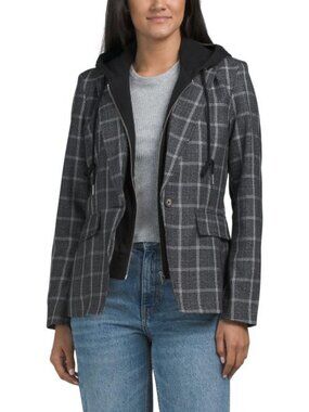 BLUE REVIVAL Hooded Helen Blazer